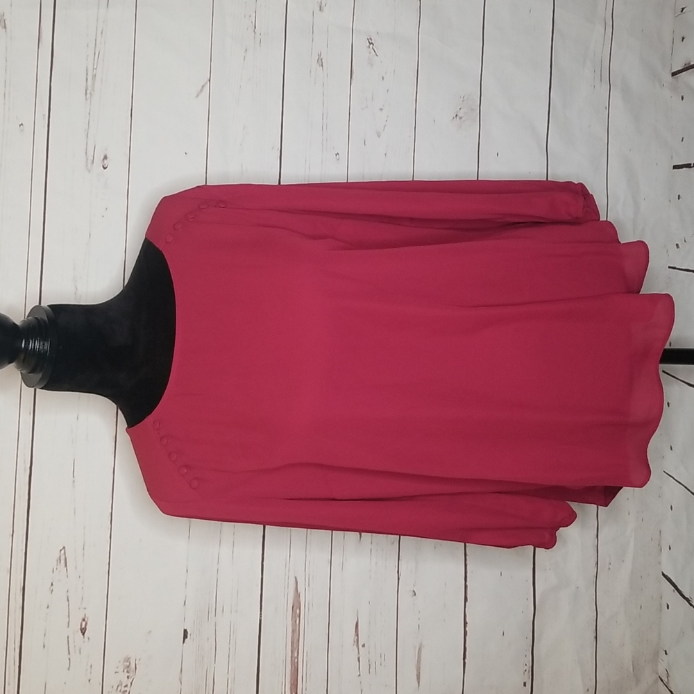 Fortune + Ivy Dondria Mixed Material Blouse